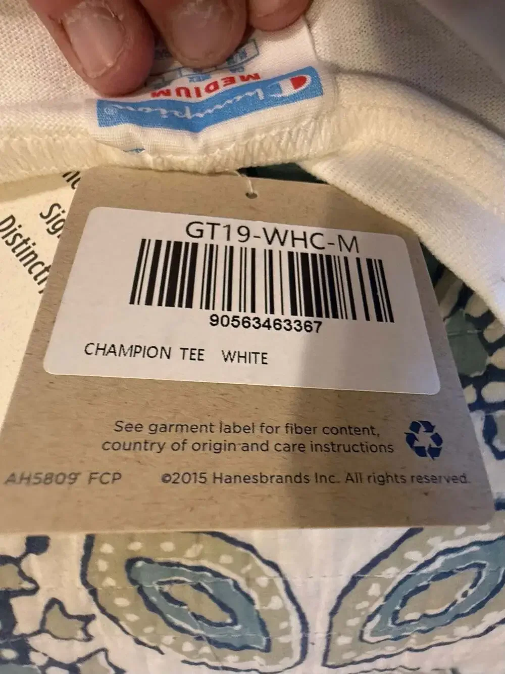 Vintage Champion Essential White Tee T-Shirt Big C Patch Logo Adult Size Medium - Picture 2 of 5